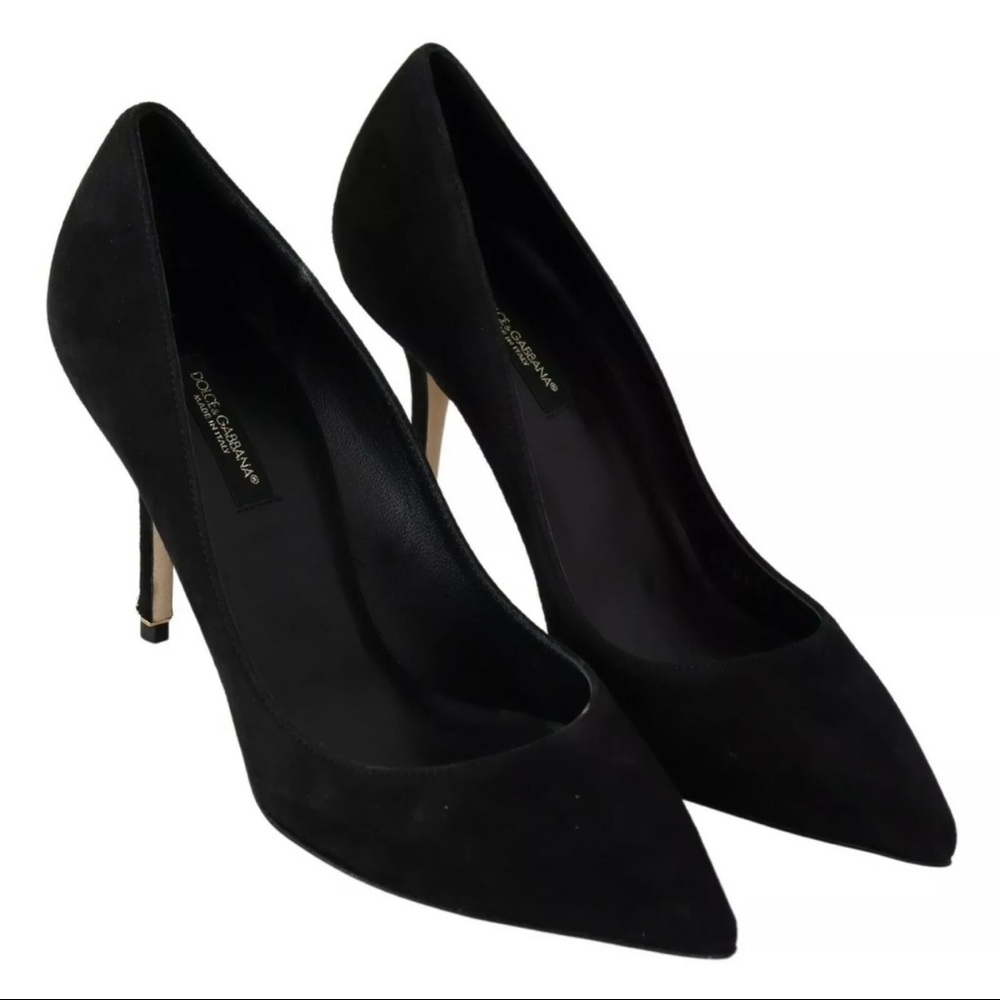 NEW DOLCE & GABBANA Shoes Black Suede Bellucci Pumps Heels s. EU37 /US6.5 $800